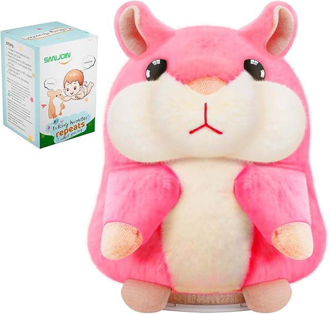 The Kids Toddler Toys for Ages 2-4, Talking Hamster Repeats What You Say, Interactive Plush Repeating Toy for 2 3 4 5 6 8 Year Old Boy Girl Birthday Gift (Pink)