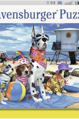 The Ravensburger - No Dogs on The Beach - 100 Piece Jigsaw Puzzle - Hilarious Beach Scene of Dogs Dressed for Seaside - Bold Colors - Premium Quality - Ideal Gift - Screen-Free Fun - Children Age 6+