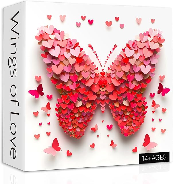 The Butterfly Puzzles for Adults 1000 Pieces, Colorful Butterflies Heart Paper Art Jigsaw Puzzles, Beautiful Love Themed Animal Puzzle