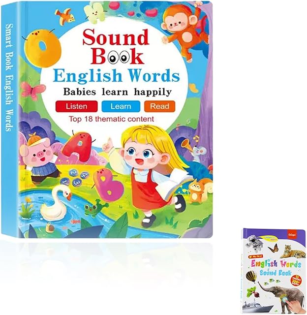 The First English Words Sound Book - My First English Sound Toy, Contains 18 Themes and Over 400 Words, Fun Word Game for Fun Language Education, Learn by Pressing (3-8 Years)