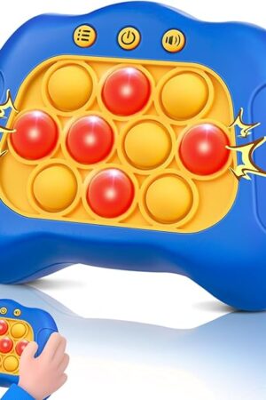 The Quick Push Game，Pop Game Fidget Toys, Fast Push Bubble Game, Handheld Puzzle Game Sensory Toys ，Light Up Push Pop Game for Kids 3-12 Girls and Boys Teens Adults Decompression (Blue)