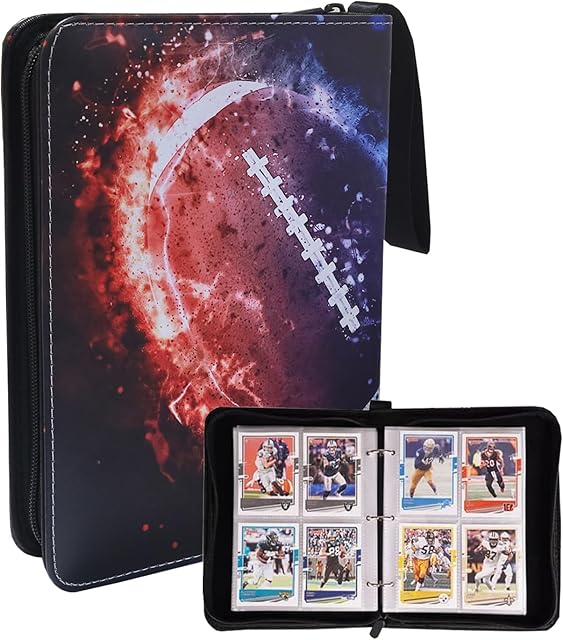 The Football Card Binder, 4 Pocket Sport Cards Binder 400 Pockets Trading Binder Holder Album Compatible with Football Cards, Trading Cards, MTG and Other TCG (Red)