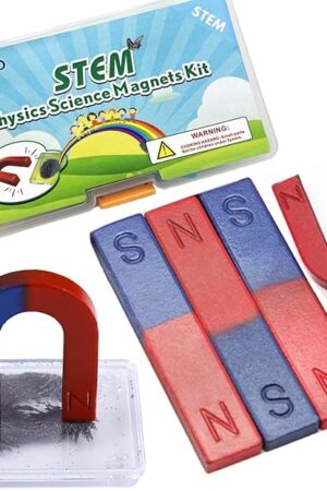 The Physics Science Kids Magnet Kit for Education Experiment School Home,Including Educational Bar Magnets/Horseshoe Magnets/Magnetic Powder for Kids Students Teachers