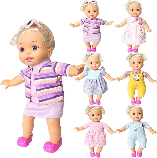 The BOBO clothes Set of 6 For 12-14-16 Inch Alive Lovely Baby Doll Clothes Dress Outfits Costumes Dolly Pretty Doll Cloth Handmade Girl Christmas Birthday Gift (16)