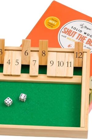 The Regal Games Shut The Box - Fun Table Math Game with Wooden Board for Adults & Kids - 12 Spots Dice Game with 2+ Player Games - Ideal for Game Night, Travel - (Ages 8+)