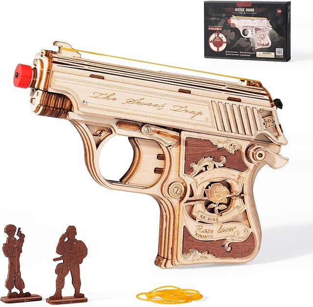 The ROBOTIME Wooden Puzzles for Adults - M1906 Browning 3D Puzzle Kit - Hobby Craft for Adults Building Set