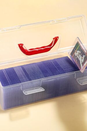 The Premium Storage Box for Toploader - Large for 200+ Toploaders or 1000+ Trading Cards, Portable Sports Card Storage Boxes for Collectible Trading Cards, Clear Design, Wide Applications(Red)