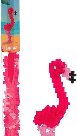 The PLUS PLUS 3D Animal Figurine Building Block Set, 70 Mini Interlocking Puzzle Pieces, Fun STEM Toys for Kids - Flamingo Mini Maker Tube