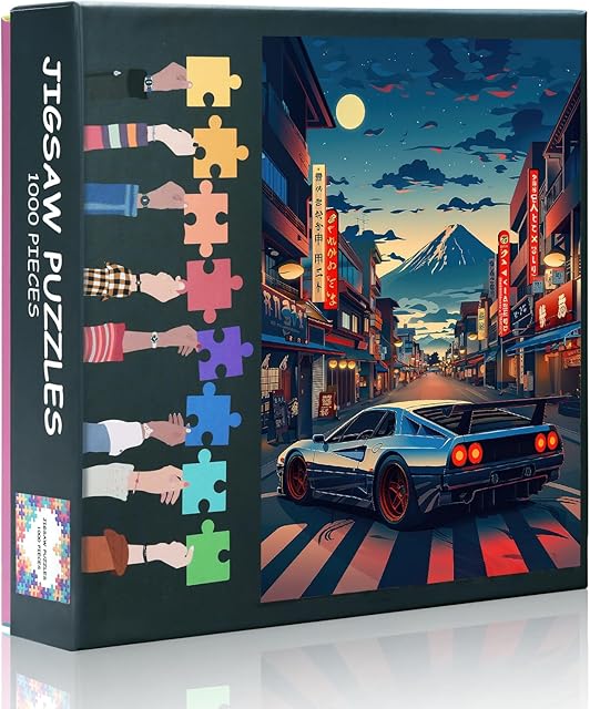 The 1000 Piece Puzzle for Adults - Anime Car Jigsaw Puzzles 1000 Pieces for Adults Cityscape Puzzles for Adult Anime Car in The City Jigsaw Puzzle - Finished Puzzle Size is 27.5 x 19.7 Inch