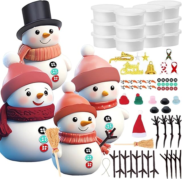 The Gavoyeat Christmas Crafts for Kids Build a Snowman Craft Kit Air Dry Clay Modeling Playdough DIY Making Christmas Activities Arts Supplies Toys for Kid