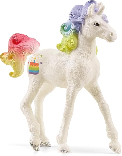 The Schleich bayala, Collectible Unicorn Toy Figure for Girls and Boys, Rainbow Cake Unicorn Figurine (Dessert Series), Ages 5+
