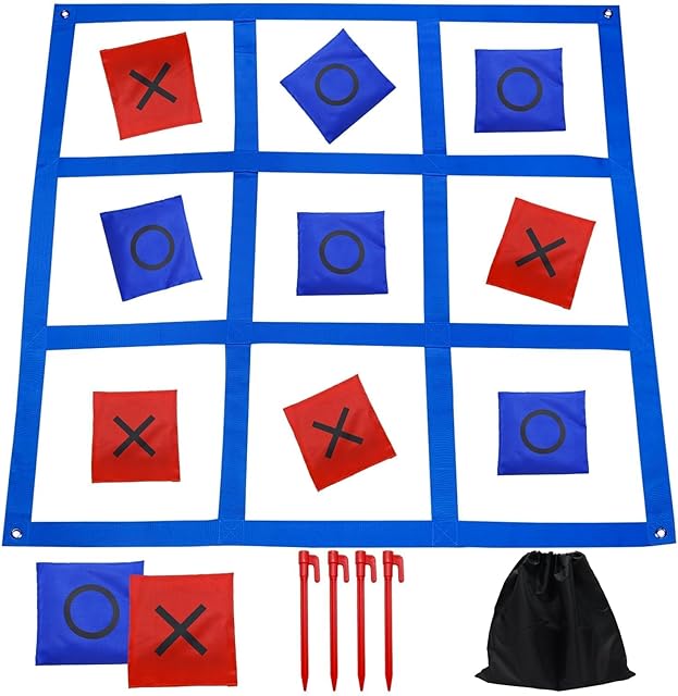 The Giant Tic Tac Toe Game Outdoor with Bean Bag, 4ft x 4ft Large Bean Bag Tic Tac Toe Toss for Kids, Travel Beach Yard Lawn Backyard Outside Games for Adults and Family
