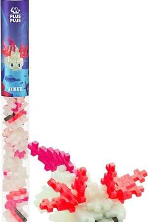 The PLUS PLUS 3D Puzzle Building Block Set, 70 Mini Interlocking Pieces, Fun STEM Toys for Kids - Axolotl Mini Maker Tube