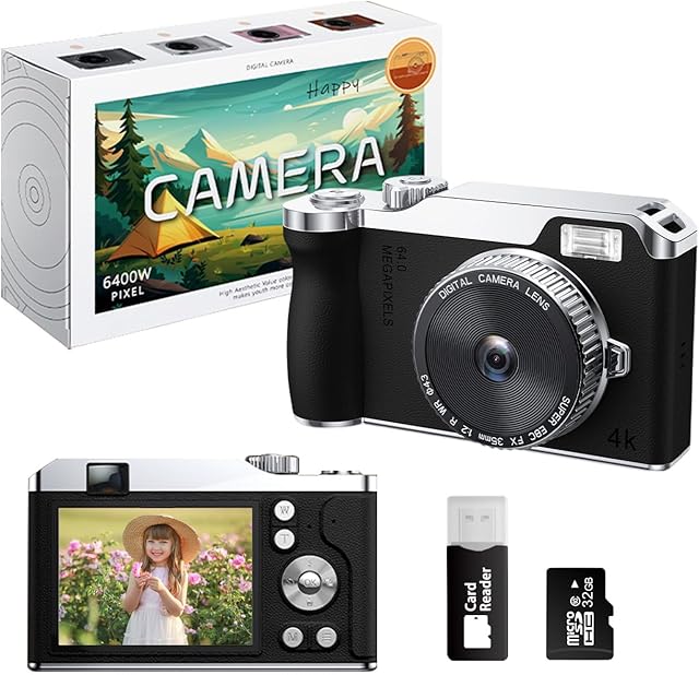 The Digital Camera for Kids,Kids Camera for Boys and Girls,64MP 4K Dual Lens Selfie,32GB SD Card Included,for 3-12 Year Old Christmas Birthday Gifts