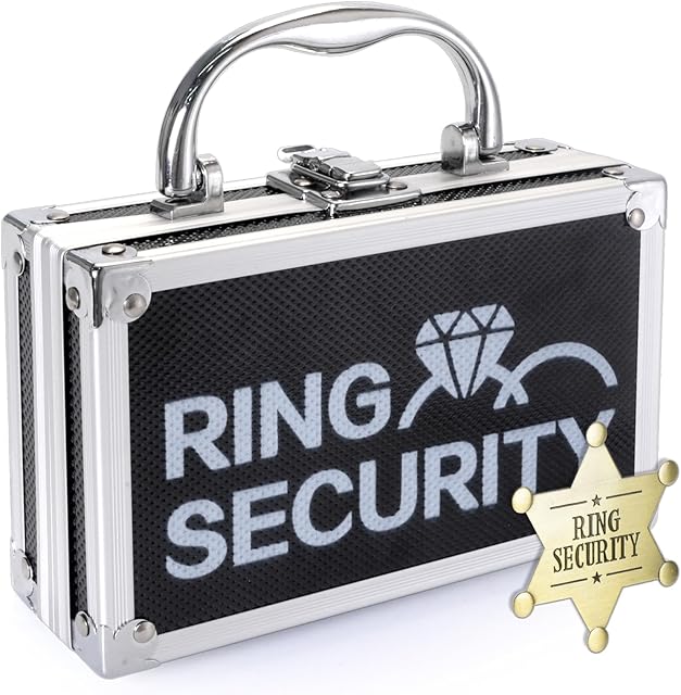 The Ring Security Wedding Ring Bearer Case Adventure Set - 7.09" Box Suitcase with Metal Badge | Ideal for Bearer Gifts, Themed Parties & Spy Game Treasure Storage (Black)