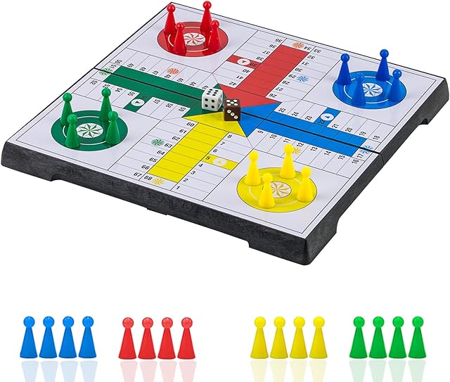 The Ludo Game Board Set -9.5?, Magnetic Folding Travel Classic Strategy Game (Rounded Corner)