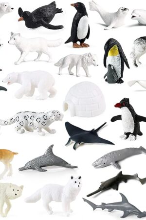 The RCOMG 26pcs Arctic Animal Figurines - Realistic Polar Animal Figures with Polar Bear, Caribou, Penguin & Arctic Wolf - Great for Easter Egg, Gifts & School Projects