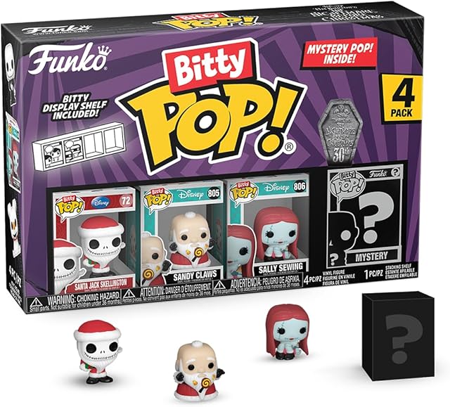 The Funko Bitty Pop The Nightmare Before Christmas - Santa Jack, Sandy Claws, Vampire Teddy with Duck and A Surprise Mystery Mini Figure - 0.9 Inch (2.2 Cm) Collectable - Gift Idea