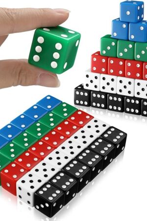 The Poen 30 Pcs Standard Dice 25 mm Casino Theme Party Dice Large Opaque Jumbo Acrylic D6 Bulk Sifter for Casino Theme Party Board Vegas Birthday Supply(Colorful)