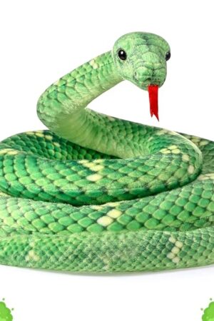 The Rakuto 32 Inches Snake Stuffed Animal, Boa Constrictor Snake Plush Toy, Cool Boa Constrictor Pluhies Gift Realistic Python Props for Kids Party Favor (Green)