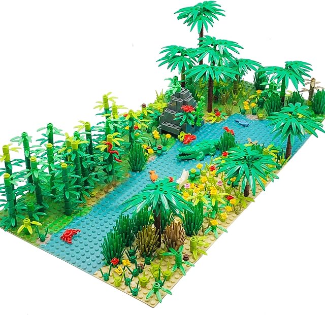 The Forest Garden Building Sets Parts,Plants Trees Flowers Scenery Accessories Animals Building Bricks Toy Set for Boys Girls Kids 6+ Gifts(2 Pieces 10" Base Plates)