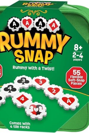 The Rummy Strategy Game for Adults, Family, and Kids, Includes Full Size Snap Tiles, Racks, and Storage Travel Bag, Fun for Ages 8+, 2-4 Players