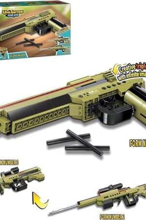 The QMAN Building Block Gun, 3-in-1 Simulation Blaster Building Blocks with Bullets Military Weapon Building Set Model for Kids,202 PCS