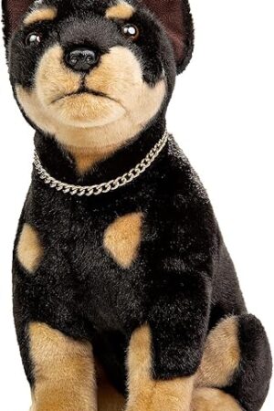 The Realistic Doberman Dog Plush Toy - Simulation 12" Standing Doberman Noble Pet Dog Stuffed Animal Puppy Model Toy, Unique Plush Gift Collection for Kids Birthday, Home Decor