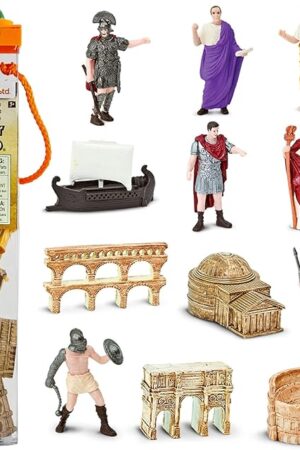 The Safari Ltd. Ancient Rome Super Toob - Mini Figurines: Gladiator, Noblewoman, Centurion, Senator, Caesar, Emperor, Colosseum, Aqueduct, Pantheon & More - Educational Toy for Boys, Girls & Kids 3+