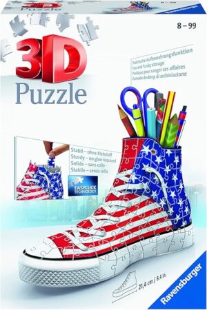 The Ravensburger Sneaker American Style - 112 Piece 3D Jigsaw Puzzle | Precision Fit for Kids and Adults | Easy Click Technology | Durable Display Piece | Over 130 Years of Quality
