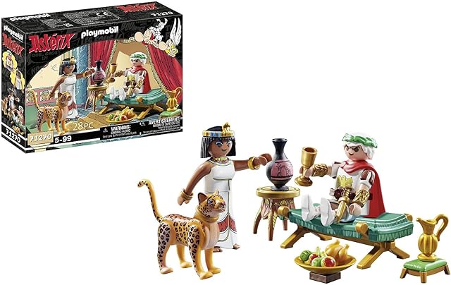 The Playmobil 71270 Asterix: Caesar and Cleopatra - with Two Characters, A Leopard, A Long Chair for The Queen and Accessories - The Adventures of Obelix - History & Imaginary - from 5 Years Old