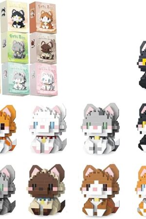 The QISHOUTING 9 Packs Mini Cats Building Blocks, 9 Styles Small Cute Cat Building Set,Miniature Cat Figurine Toys for Adults Women,Birthday Party Favors Stocking Stuffers