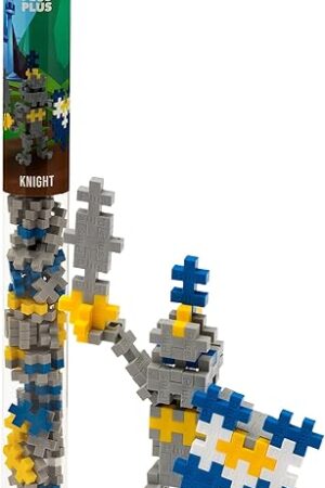 The Plus Plus 3D Figure Building Block Set, Fun Stem Toys for Kids, 70 Interlocking Pieces - Knight Mini Maker Tube