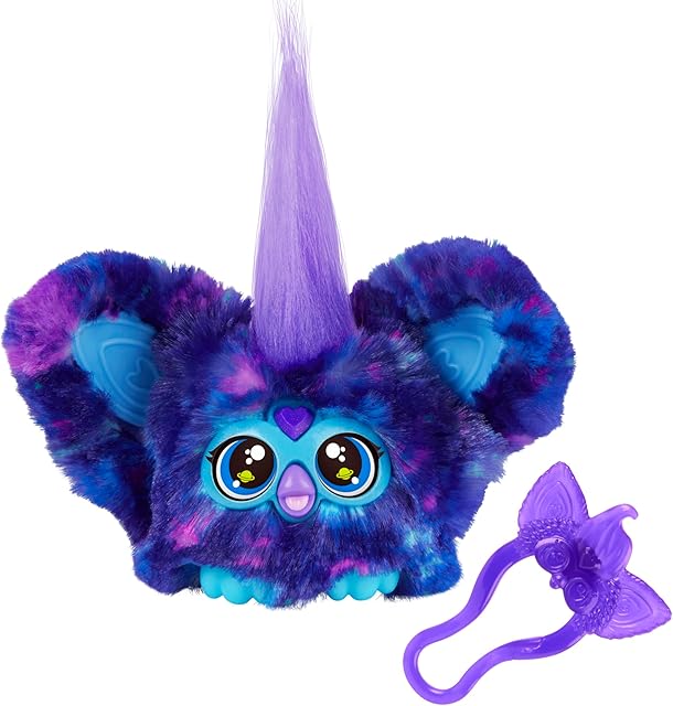 The Furby Furblets Star-Lee Mini Friend, 45+ Sounds, Galaxy Music, Speaks Only Furbish, Electronic Plush Toys, Interactive Pets, Dark Blue, Back to School Gifts, Ages 6+