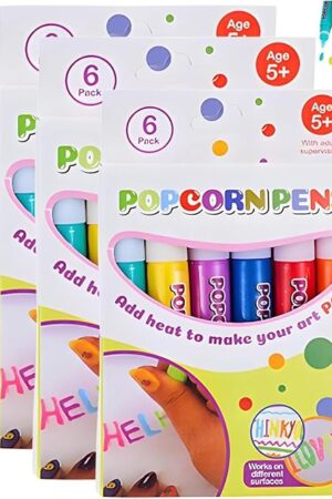 The Priormer Magic Puffy Pens, Puffy Magic Markers, Popcorn Color Paint Pen, DIY Arts & Crafts Supplies for Card Making, Scrapbooking, Posters, School Projects (3Set)