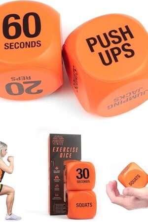 The Phoenix Fitness Exercise Dice - Workout Dice Game for Cardio, HIIT Training and Exercise Classes - Training Includes Push Ups, Squats, Jumping Jacks, Crunches & Wildcard - Home and Gym