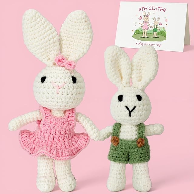 The Big Sister Crochet Gifts for Girls, Big Sister Little Brother Doll Gift Set to Celebrate Little Girls Promoted to Sister, Gifts for Older Siblings of New Baby