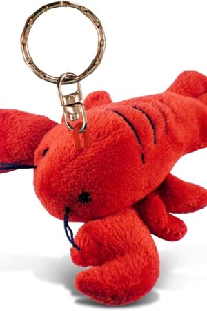 The Puzzled Red Lobster Plush Keychain - Super Soft Ocean Animal Stuffed Toy for Backpacks, Purse, Car Keys With Metal Key Ring - 4 Inches