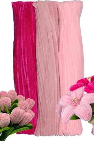 The Pink Color Trio Pipe Cleaner Set - 300pcs, Thick Fluffy Chenille Stems for Arts & Crafts, Perfect for Making Animals, Flowers, and Festive Decorations(12 inches x 0.24 inches)