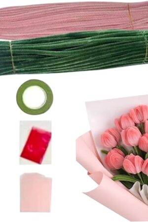 The Pipe Cleaner Flowers, Pipe Cleaners Craft, Artificial Bouquet Colored Pipe Cleaners with Detailed Instruction DIY Arts Pastel Pipe Cleaners Supplies for Wedding, Colored Pipe Cleaners