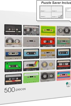 The Retro Jigsaw Puzzle 500 Pieces. Puzzle Saver Sheets and Hanger Included! The 90s Nostalgia for Adults and Teens! Perfect for Family or Date Night! Great Housewarming Gift Idea!