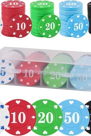 The Plastic Poker Chips Set with Storage Box for Blackjack, Texas Hold'em, Night Poker Games