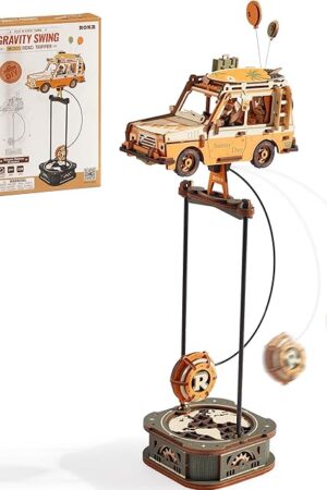 The ROKR Pendulum Balance Toy, 3D Wooden Puzzles for Adults, Retro Road Tripper Car, DIY Craft Wood Puzzle Kit, Unique Gift for Men Women