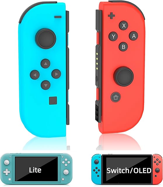 The FAREMOCI Wireless Switch Controller Replacement for Switch/OLED/Lite,Dual Vibration, 6-Axis Gyro, Wake-Up, Motion Control, Screenshot, Anti-Slip grip/Joystick,Left/Right Gamepad,No NFC,(Blue and Red)