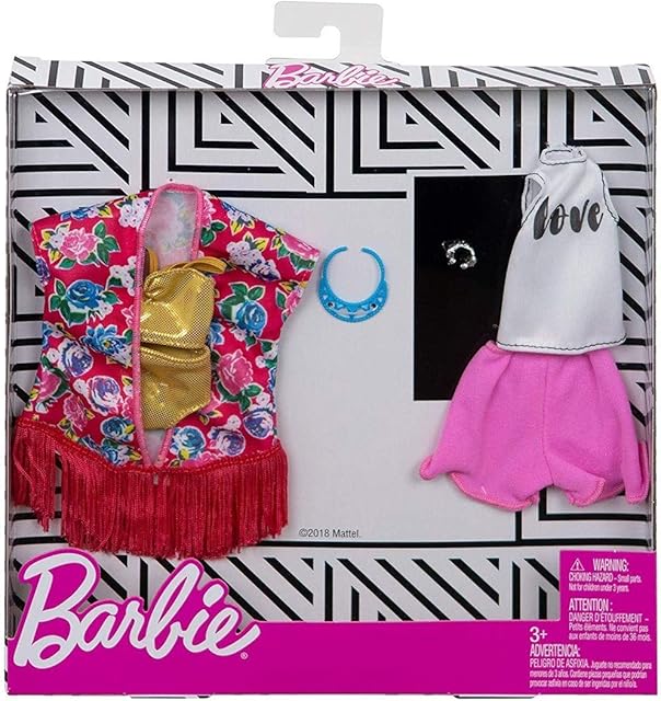 The Barbie Clothes - 2 Outfits Doll Include a Golden Metallic Swimsuit, Gift for 3 to 8 Year Olds