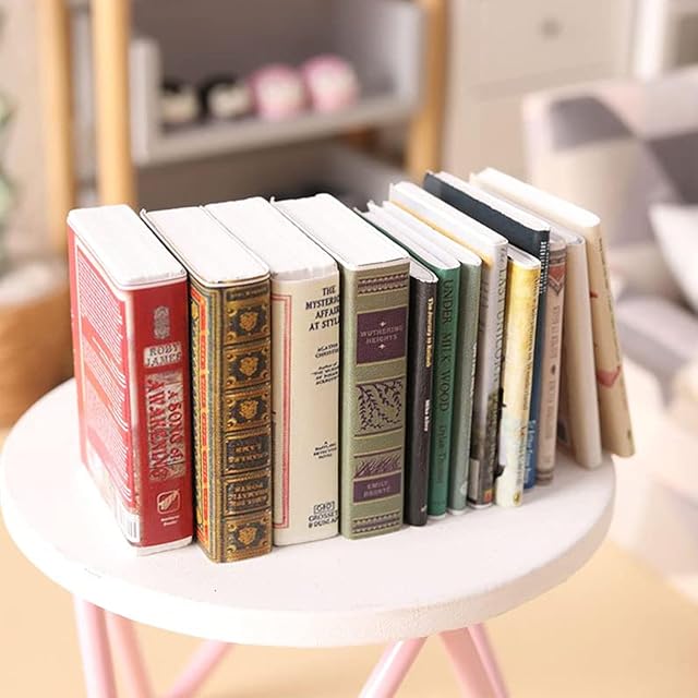 The X Hot Popcorn 25Pcs Miniatures Doll House Books, Mini Books Library Bookshelf Fillers Mini House Accessories Wooden Mini Books Model Decoration for Doll House Decor
