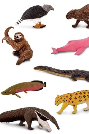 The Safari Ltd. South American Animals TOOB - Toy Figurines of Jaguar, Sloth, Harpy Eagle, Giant Anteater, Capybara, Arapaima, Boto (Pink River Dolphin), & Caiman - Boys, Girls & Kids Toys Ages 3+