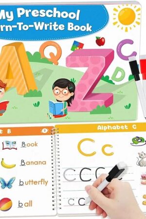 The Preschool Learning Activities Educational Workbook, Learn to Write Alphabet Practice Book, Tracing Letter Number Colors Shapes Autism Learning Materials, Great for Kindergarten Preschool Classroom.