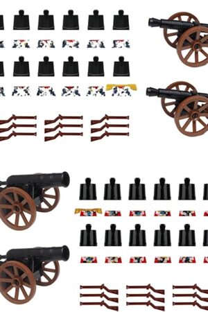 The Revolutionary War Building Blocks Set, 12 British & 12 French Soldier Figures, Weapons Cannons Accessories, Napoleonic Civil War Battle