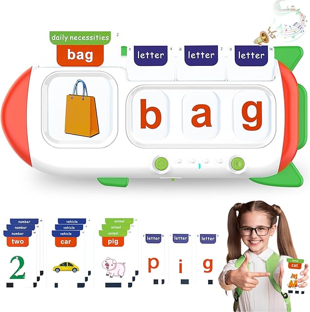 The Spelling & Talking Flash Cards for Toddlers, Alphabet Learning Toys, Speech Therapy Toys CVC Words Spell Games ABC Flash Cards with 107 Sight Words Toddler Toy Gifts for Kids